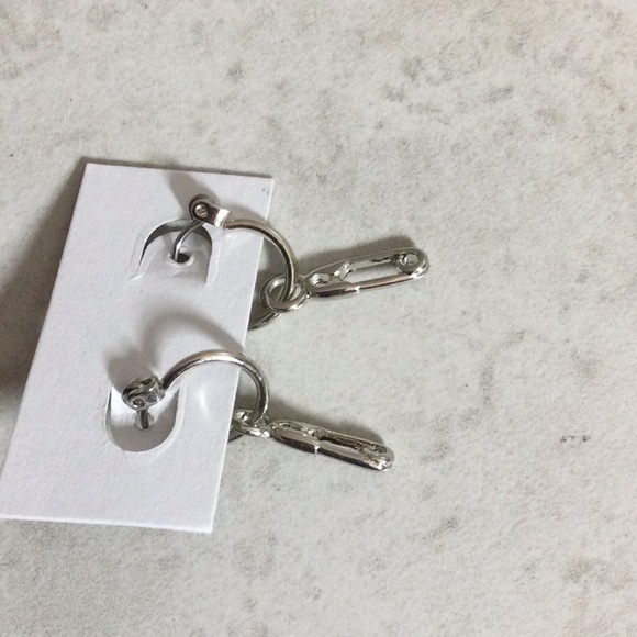 NWT Silver hoops with safety pins - Picture 4 of 6